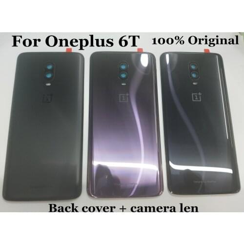 100% Original Material Glass Rear Housing Door For one plus oneplus 6T SIX Back Battery Cover Case+Camera Lens Replacement Parts