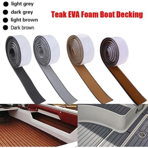 2.4m Self-Adhesive EVA Foam Faux Teak Boat Deck Mat Brown Skid Sheet Anti Adhesive Vehicle Self Pad Mat Decking Yacht Floor W4G8