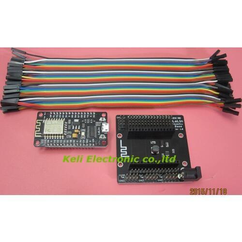 2SET ESP8266 kit NodeMcu Lua Wifi Intternet of Things Development Board + NodeMcu base + 40P wires testing DIY Breadboard