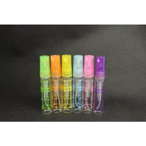 5ML Trombone Plaid Printing Small Perfume Glass Spray Empty Bottle 12pcs/lot