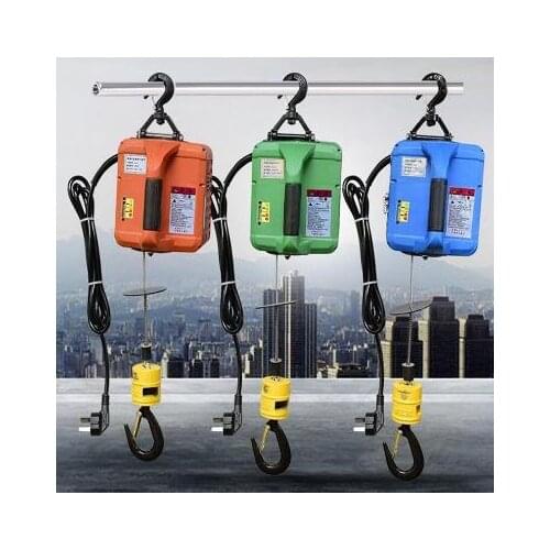 500KG 7.6M Portable electric winch hand winch traction block electric steel wire rope lifting hoist towing rope