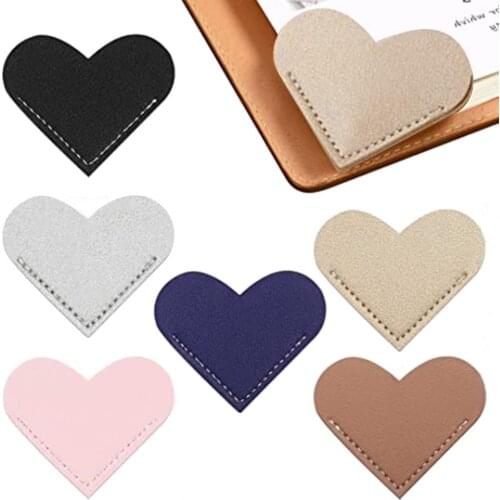 6 Pcs/Set Handmade Bookmark PU Leather Heart Shaped Page Corner Magazine Book Mark Office School Supplies