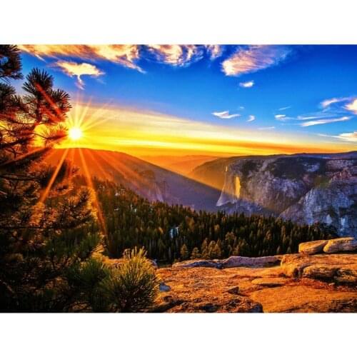 5D DIY Diamond Painting Sunset Mountain Scenery Full Square/Round Drill Diamond Embroidery Landscape Mosaic Cross Stitch Kit