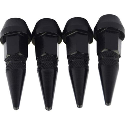 Car Auto Motorcycle Tires Parts Aluminum Tire Dustproof Wheel Stem Valve Caps 4 Pieces - Black