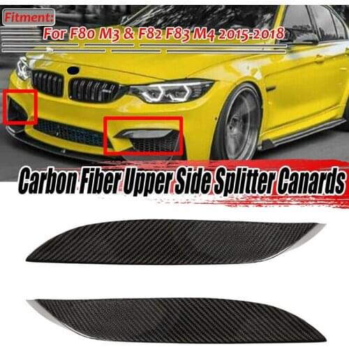 Car Real Carbon Fiber Front Bumper Side Splitter Canards Lip Spoiler For-BMW F80 M3 F82 F83 M4 2015-2018