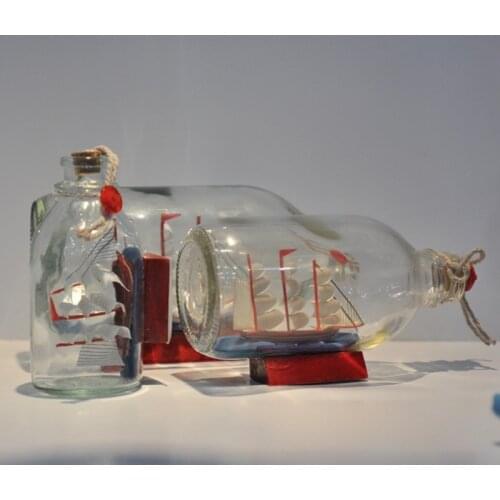 White Large Glass Drifting Bottle Mediterranean Style Sailing Boat Wishing Bottle Indoor Christmas Decorations Handicrafts