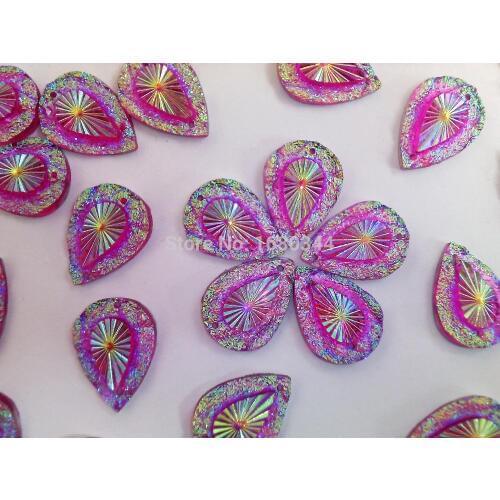 Dazzling Purple AB colour rhinestones sew on crystal water drop shape 13*18mm resin gemstones hand sewing for dress 100pcs/lot