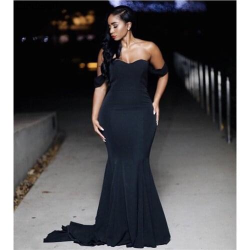 Cinderella Black Sweetheart Sleeveless Zipper Back Floor Length Court Train Mermaid Evening Dresses vestidos de fiesta de noche