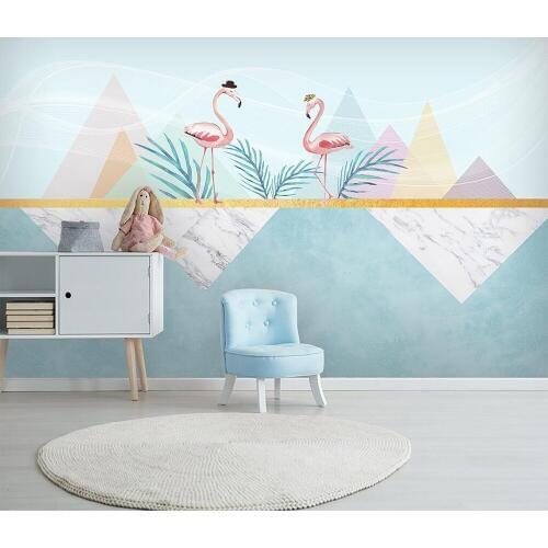 Decorative wallpaper Hand painted flamingo background wall painting