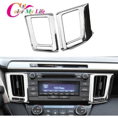 For Toyota RAV4 RAV 4 2013 2014 2015 2016 2017 Car Air Condition Vent Outlet Frame Decoration Cover Trim ABS Chrome