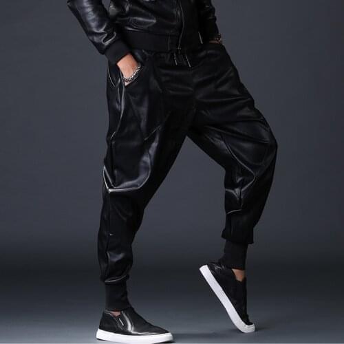 HONGRAYS Mens Leather Pants