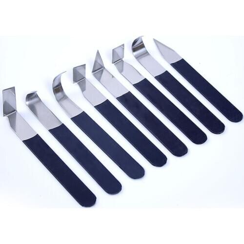 8PCS Stainless Steel Pottery Clay Ceramic Tools Sculpture Clay Carving Kit With Rubber Handle DIY Clay Crafts Fettling Knife