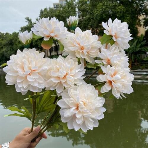 7P Fake Cosmos (3 Heads/Piece) 25.2" Length Simulation Polish Chrysanthemum for Wedding Home Decorative Artificial Flowers