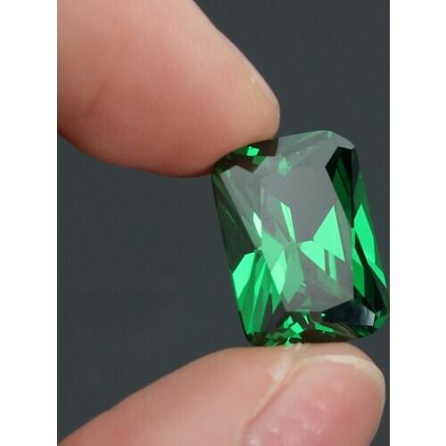 The New 9.08CT Does Not Heat, Dazzling Artificial Green Sapphire 10X14MM Diamond Emerald Bare Gemstone DIY Jewelry Pendant Craft