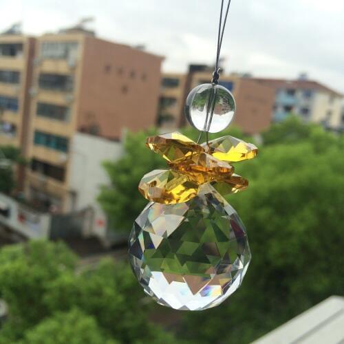 Beautiful Crystal Suncatcher Faceted Ball+ Gold Glass Octagon Beads Pendant For Chandelier Lamp Parts Wedding Hanging Decoration