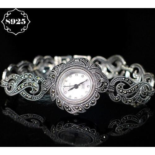 Hot Sale Silver Watch Top Brand Limited Classic S925 Silver Jewelry Watch Real Pure Silver Bracelet Watches Real Silver Bangle