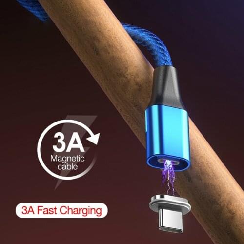 Type C Magnetic USB Cable 3A For Samsung S10 A51 Huawei P30 1M Microusb Fast Charging Cord For Xiaomi USB Charger Wire Android