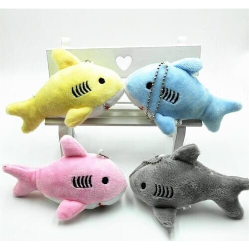 Mini Plush Toy 12cm Cute Shark Plush Keychain Womens Car Keyring Pompom Key Chains Women Handbag Key Pendant for kids Gift Toys