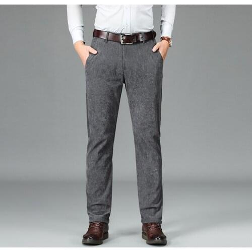 2021 Autumn And Winter New MenS Corduroy Suit Pants Business Casual Loose Straight Stretch Thick Trousers Male Brand Clothing