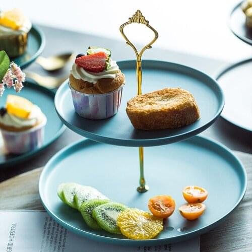 Nordic Creative Ceramic Double-layer Fruit Plate Three-layer Dessert Plate Cake Fruit Plate Display Stand Restaurant Supplies
