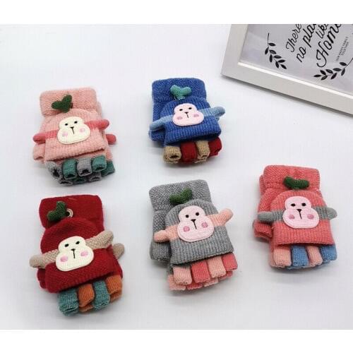 New Lovely Cartoon Monkey Mittens Winter Warm Fitness Children Kids Baby Infant Cotton Gloves Knitting Mittens