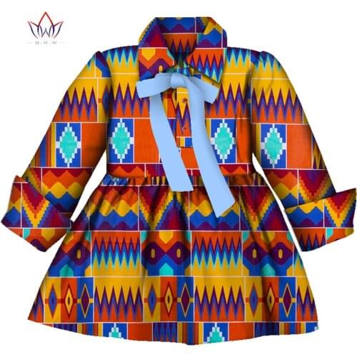 New Fashion Africa Children Clothing Dashiki Cute Girls Dresses Bazin Ruffles African traditional clothing for party WYT289