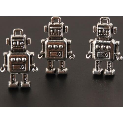 20Pcs Silver Color Lovely 3D Robot Charms Creative Mechanic Pendant Making Bestfriend Gift Jewelry Supplies