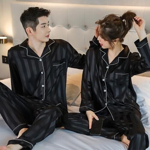 Pajama Suit Satin Silk Pajamas Night SuitMen & Women Casual Home ClothingSets Couple Sleepwear Pijama Lovers Nightwear Luxury