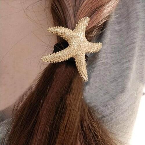 Womens Hairband Rope Fashoin Golden Starfish Elastic Hairs Clasp Headdress Rubber Hiarband Simple Hair Accessories For Girls