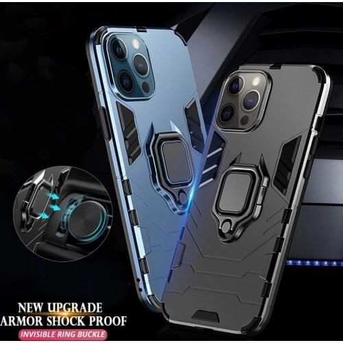 Anti Shock Proof Case For iPhone 12 Mini 11 Pro X XR XS Max 8 Plus 6 6s 7 SE 2020 5S PC+Silicone Iron Man Kickstand Phone Cover