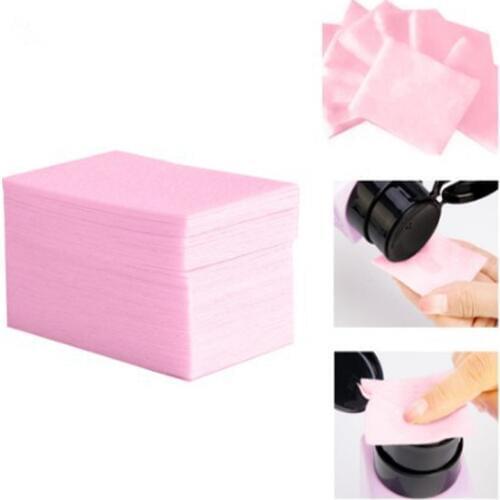 100Pcs Lint-Free Nail Wipes Napkin For Manicure Nail Gel Polish Removal Wraps Pink Cotton Nail Polish Remover Nail Art Tools