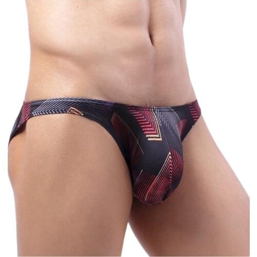 Sexy Mens Briefs Underwear Gay Silk Panties Man Print Breathable Low Waist Pouch Underpants Male Shorts Cueca Calzoncillo S-XXL