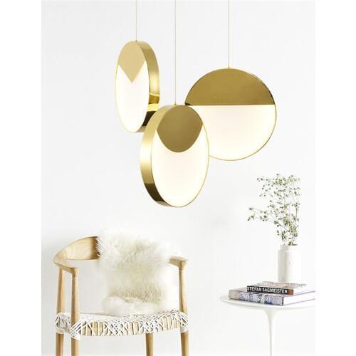 Nordic Golden Round Pendant Lights Living Room Restaurant Hanging Decor Lamps Modern Single Head Metal Bar Bedroom Fixtures
