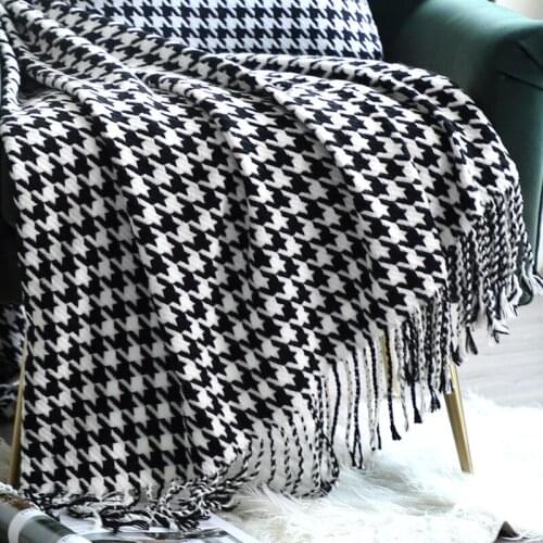 Modern and Simple Black and White Plaid Blanket Home Decoration Sofa Rugs Bedroom Model Room Bedside Carpet Bed Flag Blankets