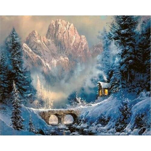 Rhinestone Painting Crystal Decor Diy Diamond Painting "Snow In the Mountains scenery" 3D Cross Stitch Pattern Diamond Embroider