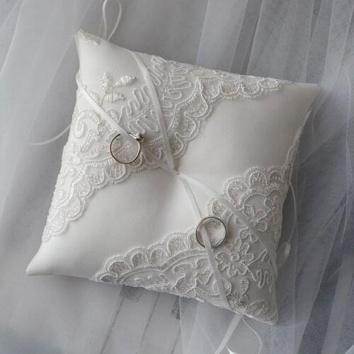 Wedding Ring Pillow Bridal Ceremony Pocket Cushion Lace Rings Anel travesseiro Party Decoration Supplies ValentineS Gift