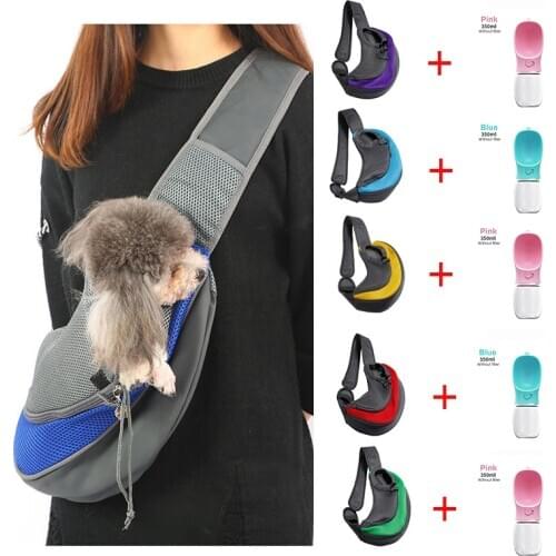 Comfort Pet Dog Bag Cat Puppies Dog Carrier Sling Front Mesh Travel Tote Shoulder Bag Backpack Combination Water Cup 350ML 500ML