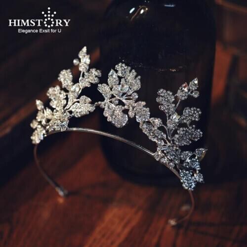 HIMSTORY Rhinestone Crystal Cubic Zirconia Flower Wedding Tiara Princess Crown Bridal Hair Accessories Women Dress Jewelry