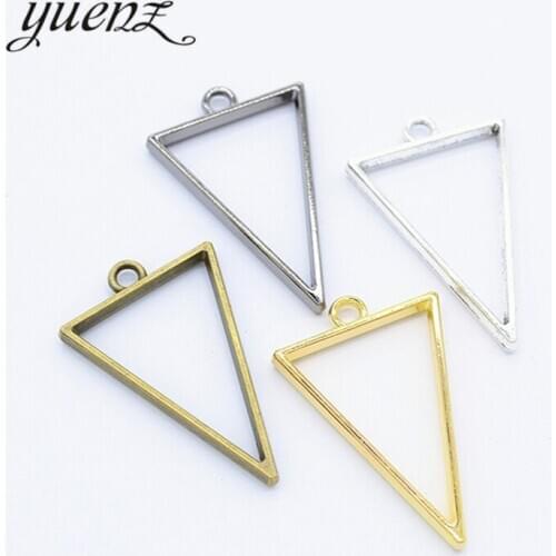 YuenZ 6pcs 7 Color triangle Charm Alloy Jewelry Accessories Rectangle Charm Hollow Glue Blank Pendant Tray Bezel 39*25mm B175