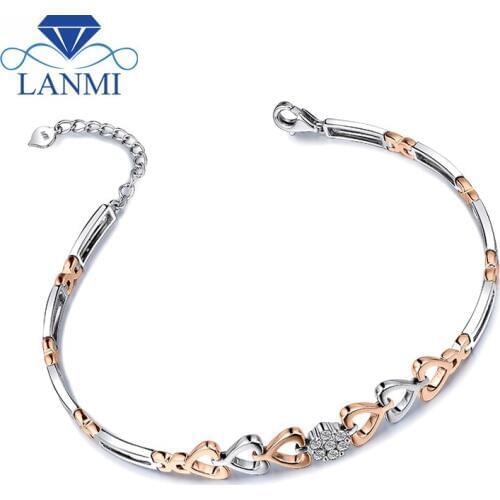 Lovely Style Heart Shape Solid 18Kt Two Tone Gold Natural Diamond Bracelet,18k Gold Diamond Engagment Bracelets For Women NA0032
