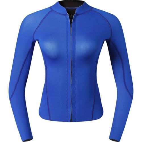 Women Wetsuit 2mm Suit Top Shirt Diving Swimming Jacket Blue