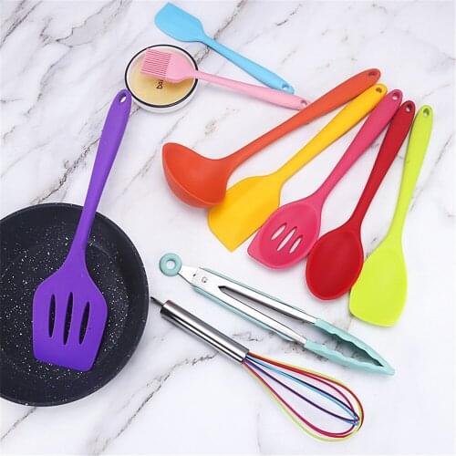 10 Pcs Silicone Spatula Turner Slotted spoon Ladle Spoon Spoon Spatula Spooula Spatula Basting brush Silicone Kitchenware