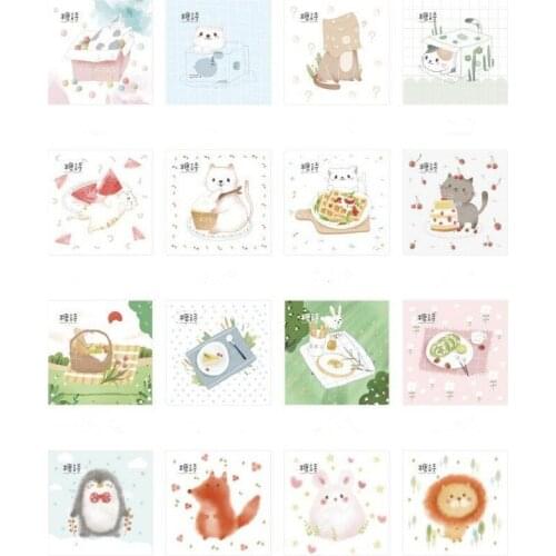10Pack cat Memo Pad wholesale Poetry Pastoral animals Self Adhesive Decoration Stickerwriting materials stationery