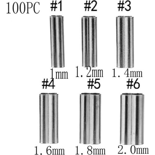 100pcs Durable Connector Oval Stainless Steel Double Copper Tube Fishing Wire Tube Line Crimping Sleeves 6 Sizes