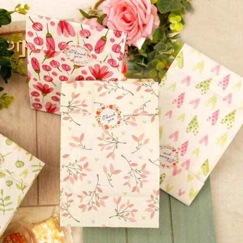 12sets Kraft Paper Bags Wedding Party Favor Bag with Thank You Seal Sticker Candy Gift Bags Biscuits Snack Baking Package Bag