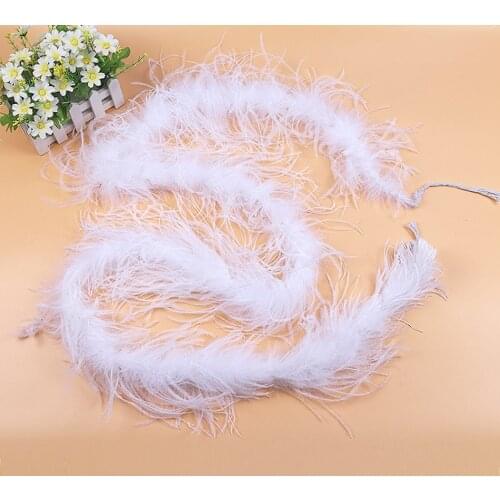 2Yards Wholesale White Plume Ostrich Feathers Boa Clothing Craft DIY Feather Plumas Natural Wedding Party Christmas Decoration