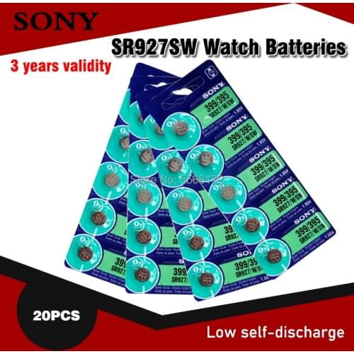 20pc Sony 100% Original 395 SR927SW 399 SR927W LR927 AG7 1.55V Watch Battery SR927SW 395 Button Coin Cell MADE IN JAPAN
