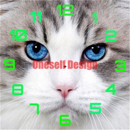 2021christmas gift 5d diamond painting full square with clock cat 5d diamond embroidery full with clock diamond mosaic diy frame