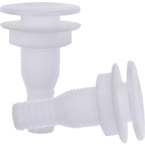 2pcs Plastic Straight Bilge Pump Thru-Hull Fittings, 3/4 inch Threaded Hose Barb