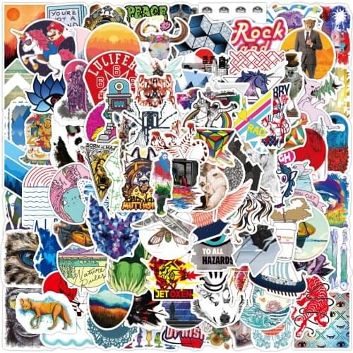 50/100PCS Cartoon Astronaut Plant Small Fresh Graffiti Stickers Waterproof Computer Water Cup Luggage Helmet Sticker Classic Toy